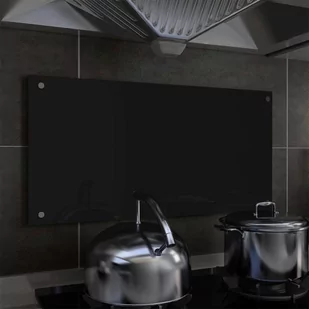 vidaXL Panel ochronny do kuchni, czarny, 80x40 cm, szkło hartowane - Akcesoria i części AGD - miniaturka - grafika 1