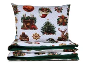 Pościel dla dzieci - Pościel dziecięca 100x135 bawełniana Zielony Świąteczny Blask z plecaczkiem - miniaturka - grafika 1