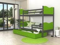 Łóżka dla dzieci i młodzieży - Łóżko piętrowe 190x80 szare zielone + materace MAX - miniaturka - grafika 1