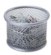 Przyborniki na biurko - NET Kubek okrągły siatka średni srebrny B80205 Net - miniaturka - grafika 1