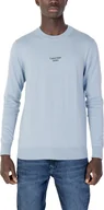 Swetry męskie - CALVIN KLEIN JEANS Sweter Męski Bawełna Jasny Niebieski GR76081 - Rozmiar: XS - miniaturka - grafika 1