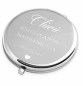 Lusterka do makijażu - Lusterko okrągłe srebrne z grawerem dla dziewczyny żony na wa - miniaturka - grafika 1