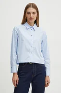 Koszule damskie - Morgan koszula bawełniana CBOXI damska kolor niebieski regular z kołnierzykiem klasycznym CBOXI - miniaturka - grafika 1