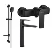 Baterie umywalkowe - Mexen Lynx DF62 zestaw prysznicowy, czarny - miniaturka - grafika 1