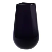 Wazony i flakony - Masywny wysoki wazon z kwadratowym brzegiem ryflowany 30 cm czarny - miniaturka - grafika 1