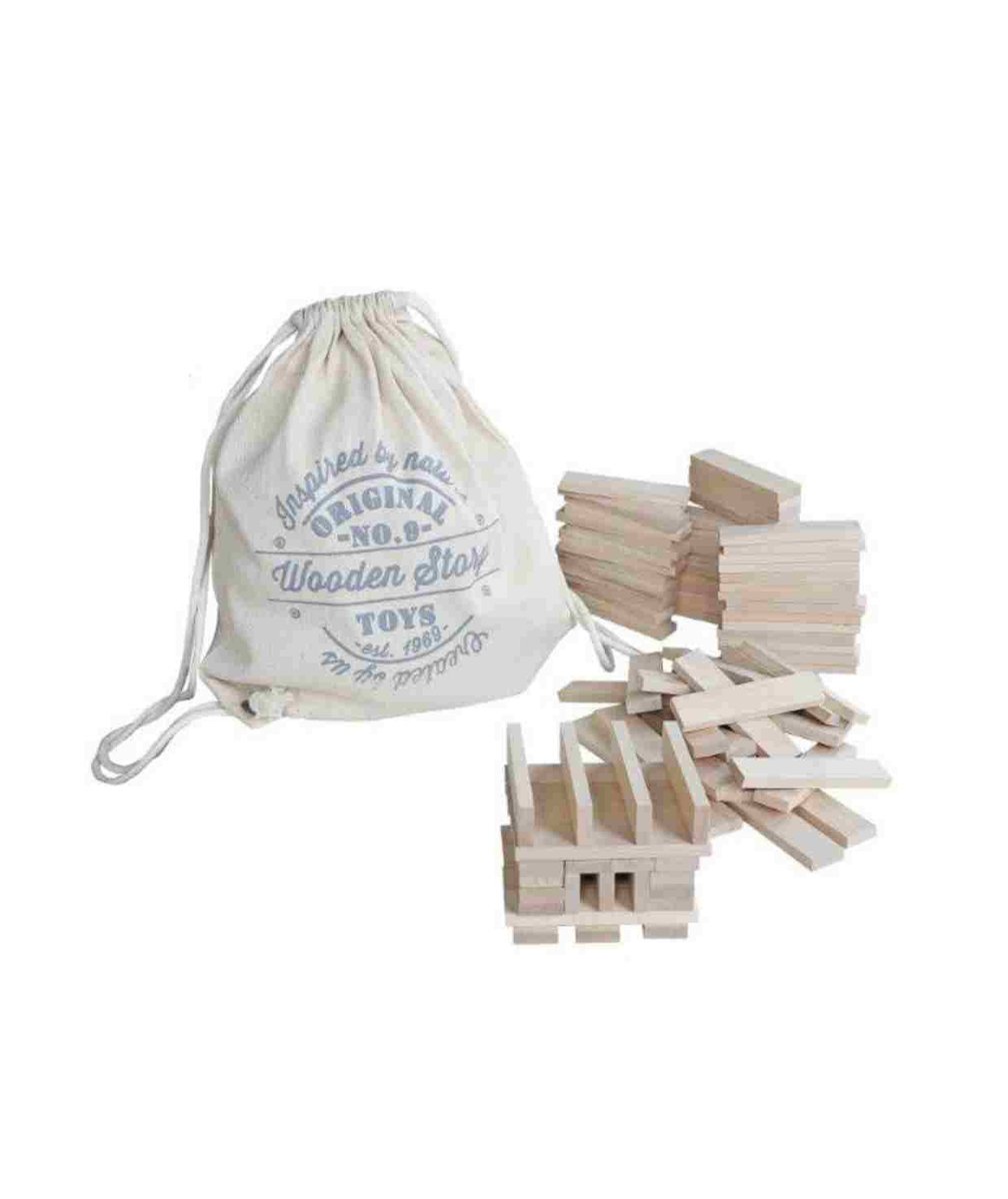 WOODEN STORY Drewniane Klocki Architektoniczne w Worku – 100 elementów