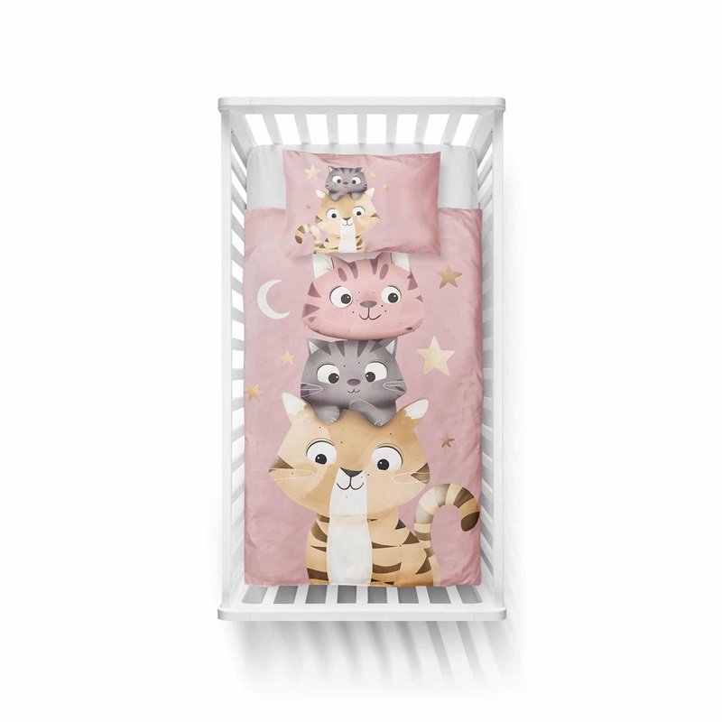 Pościel bawełniana do łóżeczka 90x120 5514b koty