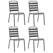 Fotele i krzesła ogrodowe - vidaXL Krzesła ogrodowe, 4 szt., listwowe, stal, ciemnoszare - miniaturka - grafika 1