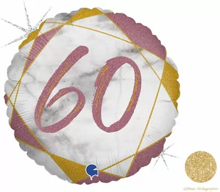 Balon foliowy na sześćdziesiątkę różowe złoto - 46 cm - 1 szt. - Urodziny dla dorosłych - miniaturka - grafika 1