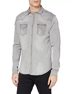 Brandit Męska koszula jeansowa Riley Denim, Grau (Denim Denim 169), L - Koszule męskie - miniaturka - grafika 1