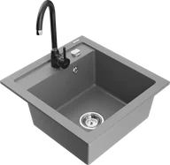Zlewozmywaki z baterią - Mexen Vito zlewozmywak granitowy 1-komorowy z baterią kuchenną Telma, szary - 6503-71-670200-70 - miniaturka - grafika 1