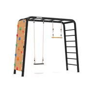 Place zabaw - BERG Plac Zabaw PLAYBASE z Ścianą Wspinaczkową, Huśtawką Gumową i Drążkiem Monkey Trapez - miniaturka - grafika 1