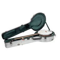 Walizki - Crossrock Walizka na banjo z włókna szklanego – pasuje do Mastertone i większości 5-strunowych modeli, z kieszenią wewnętrzną, pasami do plecaka, higrometrem, zamkiem TSA, srebrna (CRF2023MBJSL) - miniaturka - grafika 1