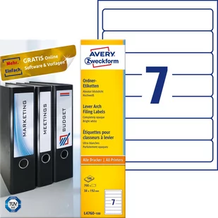 Avery Zweckform Etykiety ZF 192*38 4760(100) LK na segregator - Etykiety do drukarek - miniaturka - grafika 1