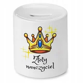 Skarbonki - SKARBONKA NA DZIEŃ NAUCZYCIELA ZŁOTY NAUCZYCIEL z Nadrukiem ze Zdjęciem z N + Opakowanie na prezent (wzór 03) - miniaturka - grafika 1