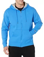 Bluzy męskie - Champion Męska bluza z kapturem Powerblend Fleece Full Zip Hoodie C Logo C, Blue Jay-407d55, M, niebieski Jay-407d55 - miniaturka - grafika 1