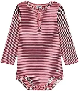 Petit Bateau Body z długim rękawem z kołnierzem dla niemowląt, Czerwony Stop/biały Marshmallow, 3 miesięcy - Koszulki i topy damskie - miniaturka - grafika 1