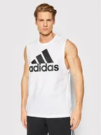 Koszulki sportowe męskie - Adidas Tank top Essentials Big Logo H14640 Biały Regular Fit - miniaturka - grafika 1
