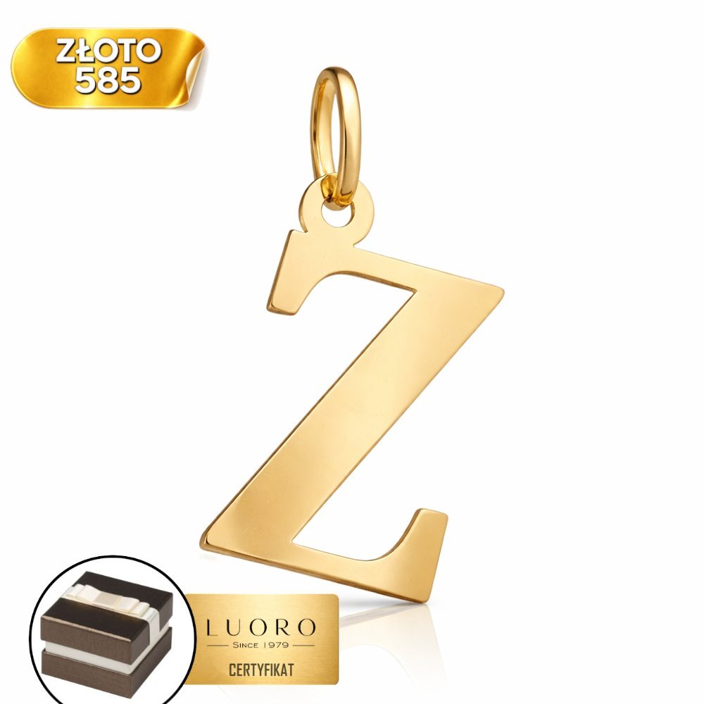 ZAWIESZKA ZŁOTA 585 14K LITERKA Z DUŻA 24 MM ELEGANCKA PRESTIŻOWA