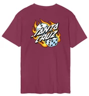 Koszulki męskie - t-shirt SANTA CRUZ Flaming Dice Dot Chest T-Shirt Burgundy - miniaturka - grafika 1