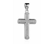 Biżuteria religijna - Valerio.pl Rodowany srebrny krzyżyk krzyż cyrkonia cyrkonie srebro 925 Z0802 Z0802 - miniaturka - grafika 1