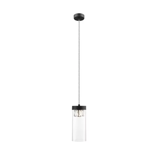 Zuma Line LAMPA wisząca GEM P0389-01D-P7AC szklana OPRAWA tuba ZWIS glamour z kryształkami czarny przezroczysty P0389-01D-P7AC