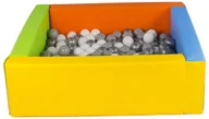 Suche baseny - Kwadratowy suchy basen z ekoskóry z 200 piłeczkami (żółty, zielony, niebieski, pomarańczowy/biały, szary, srebrny) - miniaturka - grafika 1