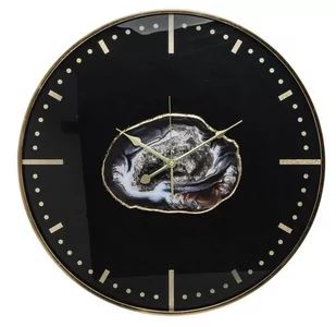 Zegar okrągły czarno złoty 60 cm tworzywo sztuczne - Zegary - miniaturka - grafika 1