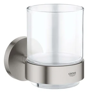 Grohe QuickFix Start - Sklanka na szczoteczkę i pastę do zębów, z uchwytem, szkło/Supersteel 41194DC0 - Wieszaki łazienkowe - miniaturka - grafika 1