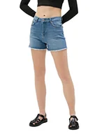 Spodenki damskie - Koton Damskie szorty jeansowe z kieszeniami bawełnianymi, Light Indigo (Lgt), 40 - miniaturka - grafika 1