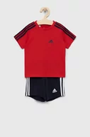 Komplety damskie - adidas komplet bawełniany dziecięcy I 3S kolor czerwony - miniaturka - grafika 1