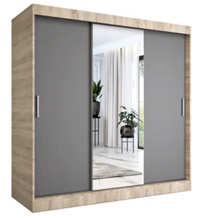 Szafa przesuwna dąb sonoma + antracyt 200 cm Kadex - Szafy - miniaturka - grafika 1