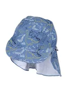 Czapki damskie - Sterntaler Unisex dziecięca czapka z daszkiem ochrona karku dinozaur czepek kąpielowy, niebieski, normalny, niebieski, 49 - miniaturka - grafika 1