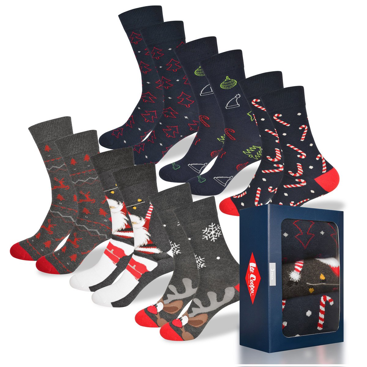 Lee Cooper Skarpety Męskie Świąteczne Ciepłe Długie 6 sztuk Rozmiar 39-42