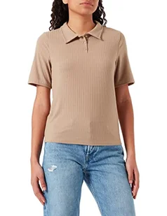 PIECES Koszulka damska PCKYLIE SS Polo Tee NOOS T-shirt, Silver Mink, XL - Koszulki i topy damskie - miniaturka - grafika 1