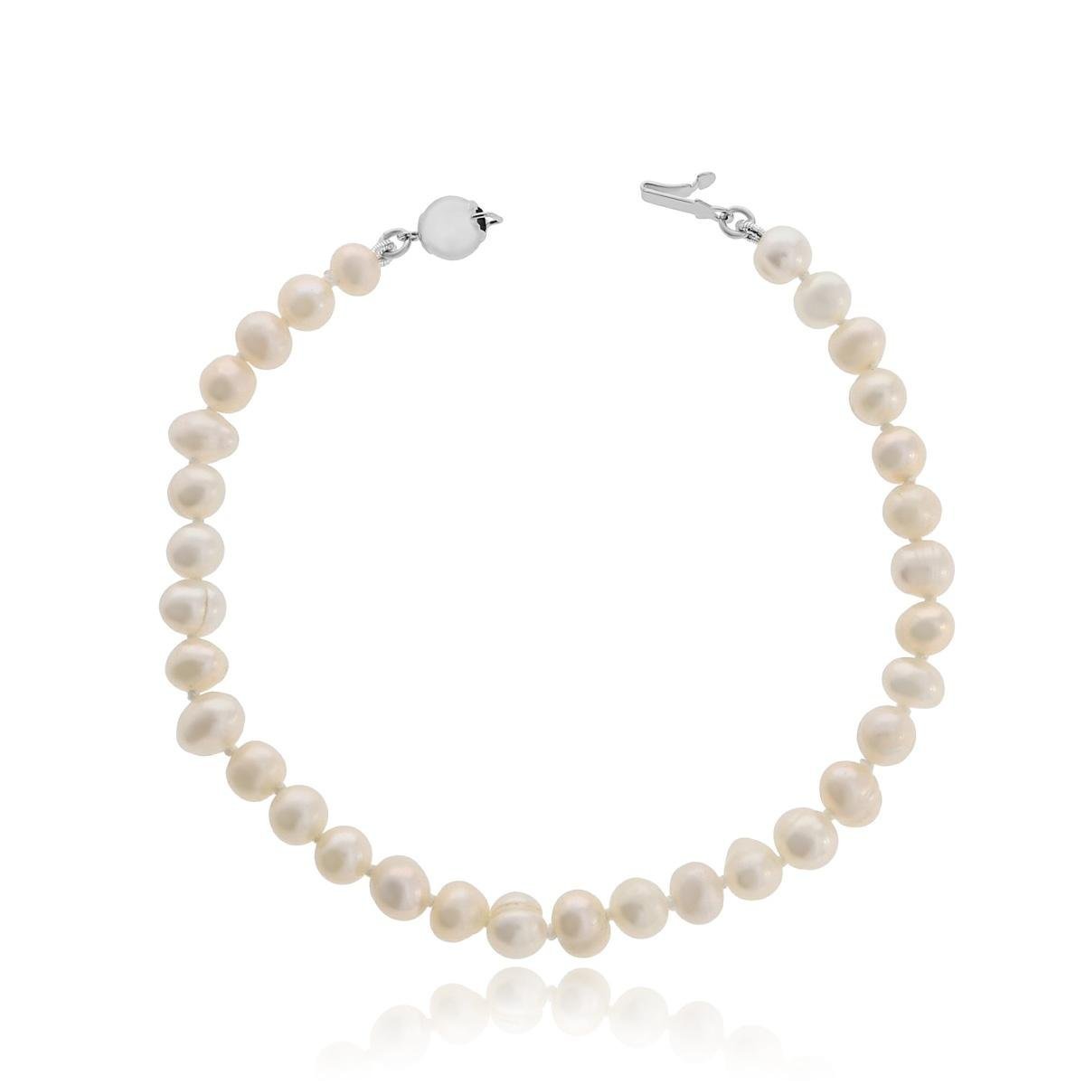 Bransoletka z perłami 19 cm srebro pr. 925