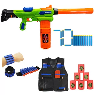 Zestaw Pistolet Buzz Bee Air Warriors Exterminator + kamizelka + 50 strzałek + cele + opaska - Zabawki militarne - miniaturka - grafika 1