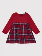 Sukienki i spódniczki dla dziewczynek - Benetton United Colors Of Sukienka codzienna 44W4CV001 Czerwony Regular Fit 8033379381816 - miniaturka - grafika 1