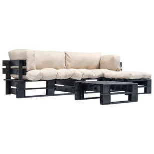 4-cz. zestaw ogrodowy, piaskowe poduszki, palety z drewna - Meble ogrodowe 4-cz. zestaw ogrodowy, piaskowe poduszki, palety z drewna - Meble ogrodowe - miniaturka - grafika 1