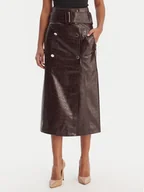 Spódnice - Morgan Spódnica z imitacji skóry 261-JADYNA Brązowy Slim Fit - miniaturka - grafika 1