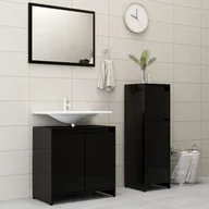 Meble łazienkowe - vidaXL vidaXL 3-cz. zestaw mebli łazienkowych, wysoki połysk, czarny, płyta 8720286166338 - miniaturka - grafika 1