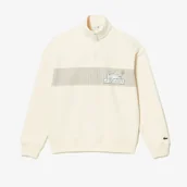 Bluzy męskie - Lacoste męska bluza z bawełny organicznej z zamkiem pod szyją Loose Fit - miniaturka - grafika 1