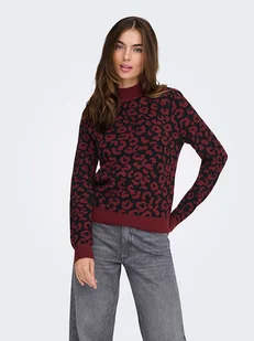 ONLY Sweter w kolorze bordowo-czarnym - Swetry damskie - miniaturka - grafika 1