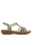 Sandały damskie - Rieker Sandały 60851-52 Zielony - miniaturka - grafika 1