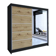 Szafy - Szafa z drzwiami przesuwnymi Talin III, Czarny / Dąb Artisan - miniaturka - grafika 1