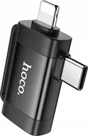 Adaptery i przejściówki - Adapter USB Hoco HOCO adapter OTG 2w1 Typ C męski / Lightning męski do USB A żeński UA31F czarny - miniaturka - grafika 1