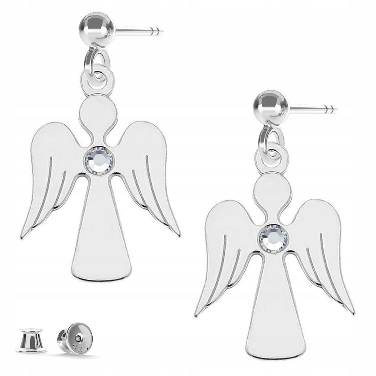 Kolczyki srebrne Aniołek Cyrkonia 925