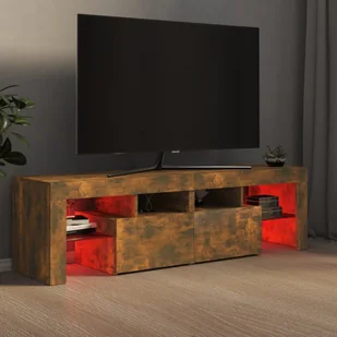 Lumarko Szafka TV z oświetleniem LED, opalany dąb, 140x36,5x40 cm - Szafki RTV - miniaturka - grafika 7