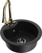 Zlewozmywaki z baterią - Mexen Diego zlewozmywak granitowy 1-komorowy z baterią kuchenną Elia, czarny - 6512-77-670101-50-B - miniaturka - grafika 1