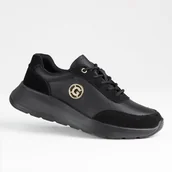 Półbuty damskie - Skórzane półbuty damskie GOODIN GD-XF-191 zamsz logo lekki klasyk czarne 37 - Goodin - miniaturka - grafika 1